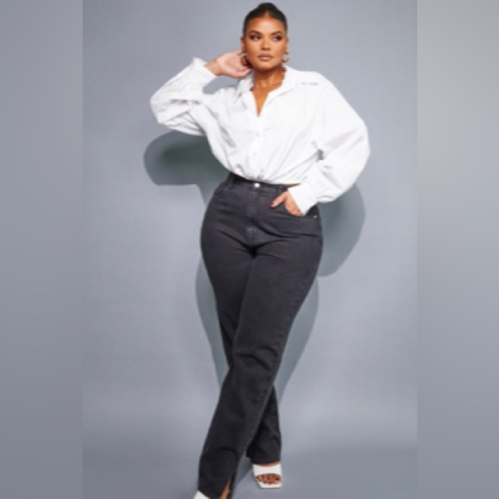 PRETTYLITTLETHING denim split hem jeans